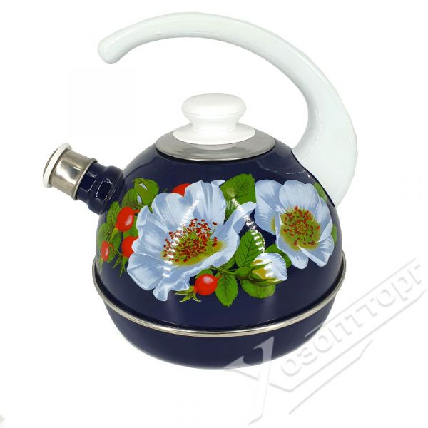 Kettle 3.5 l. (cons. handle) blue / marichka (stainless steel decor on white) ?04/35/05/33/?03